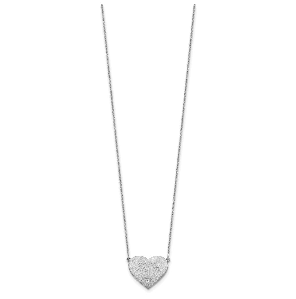10K Yellow Or White Gold Brushed Station Heart Diamond Necklace