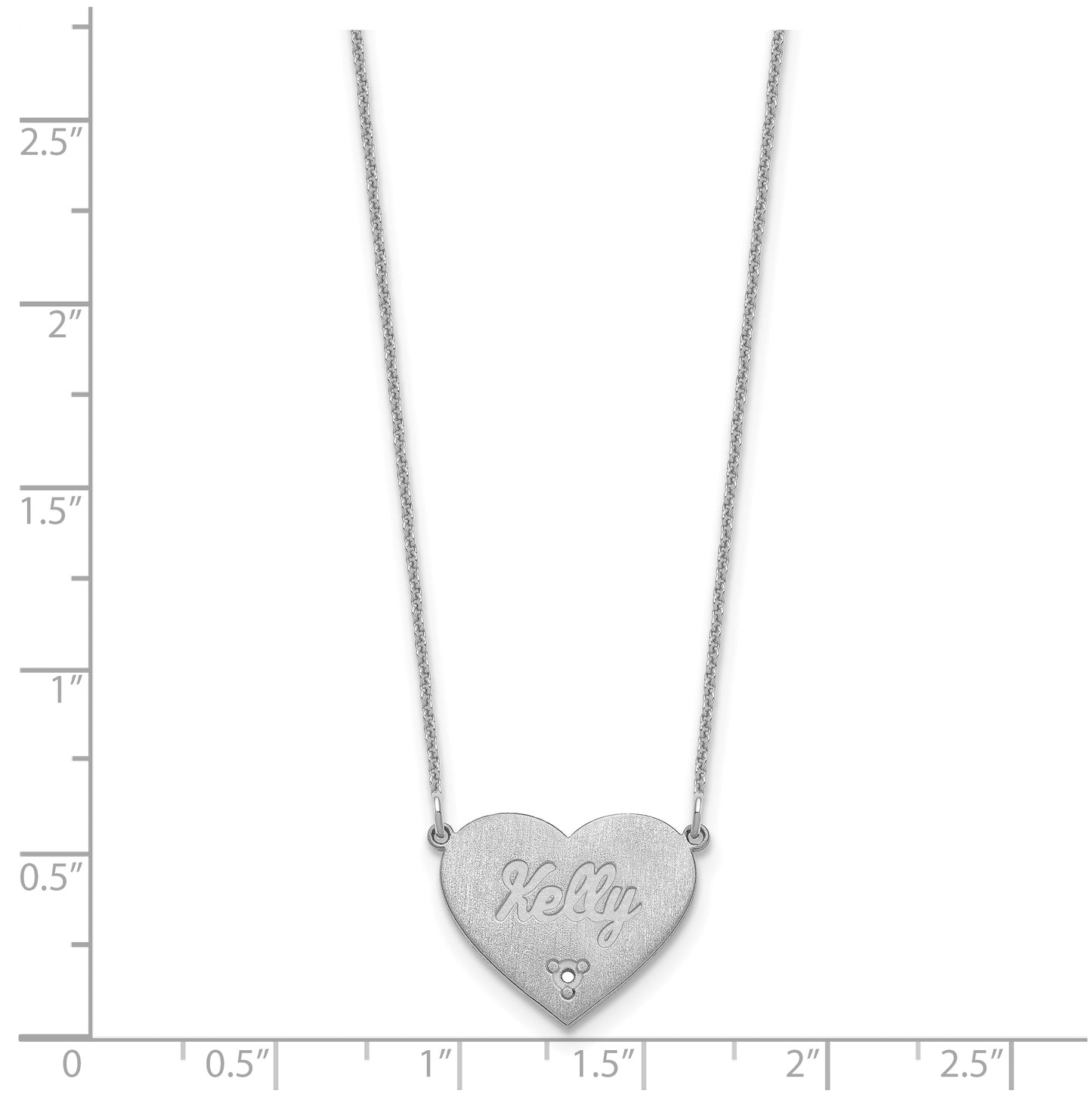 10K Yellow Or White Gold Brushed Station Heart Diamond Necklace