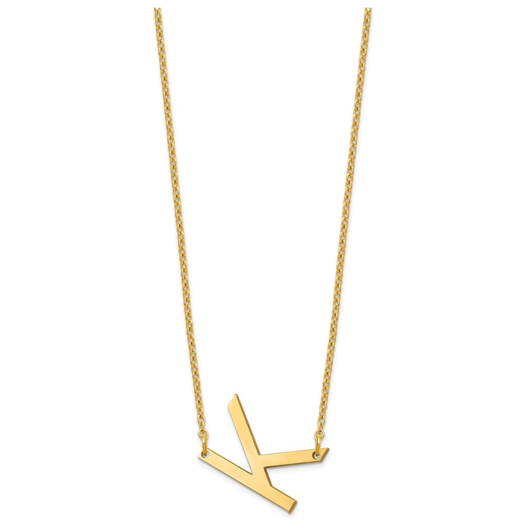 10K Yellow Or White Gold Polished Small Letter Necklace