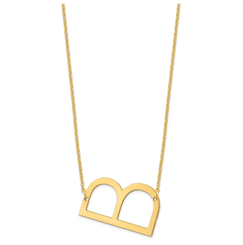 10k Yellow Or White Gold Large Sideways Initial B Necklace – Elegant Jewelry Gift for Birthday, Anniversary, Engagement, Wedding