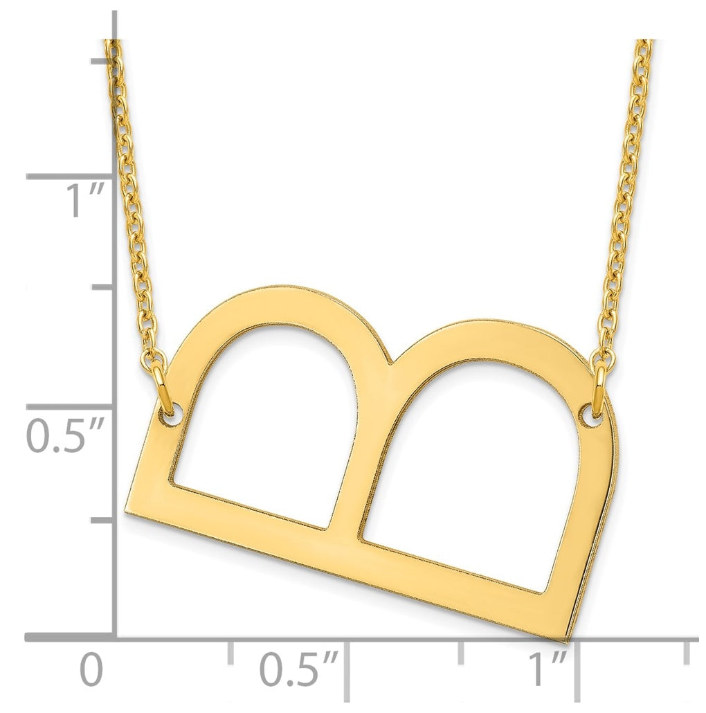 10k Yellow Or White Gold Large Sideways Initial B Necklace – Elegant Jewelry Gift for Birthday, Anniversary, Engagement, Wedding