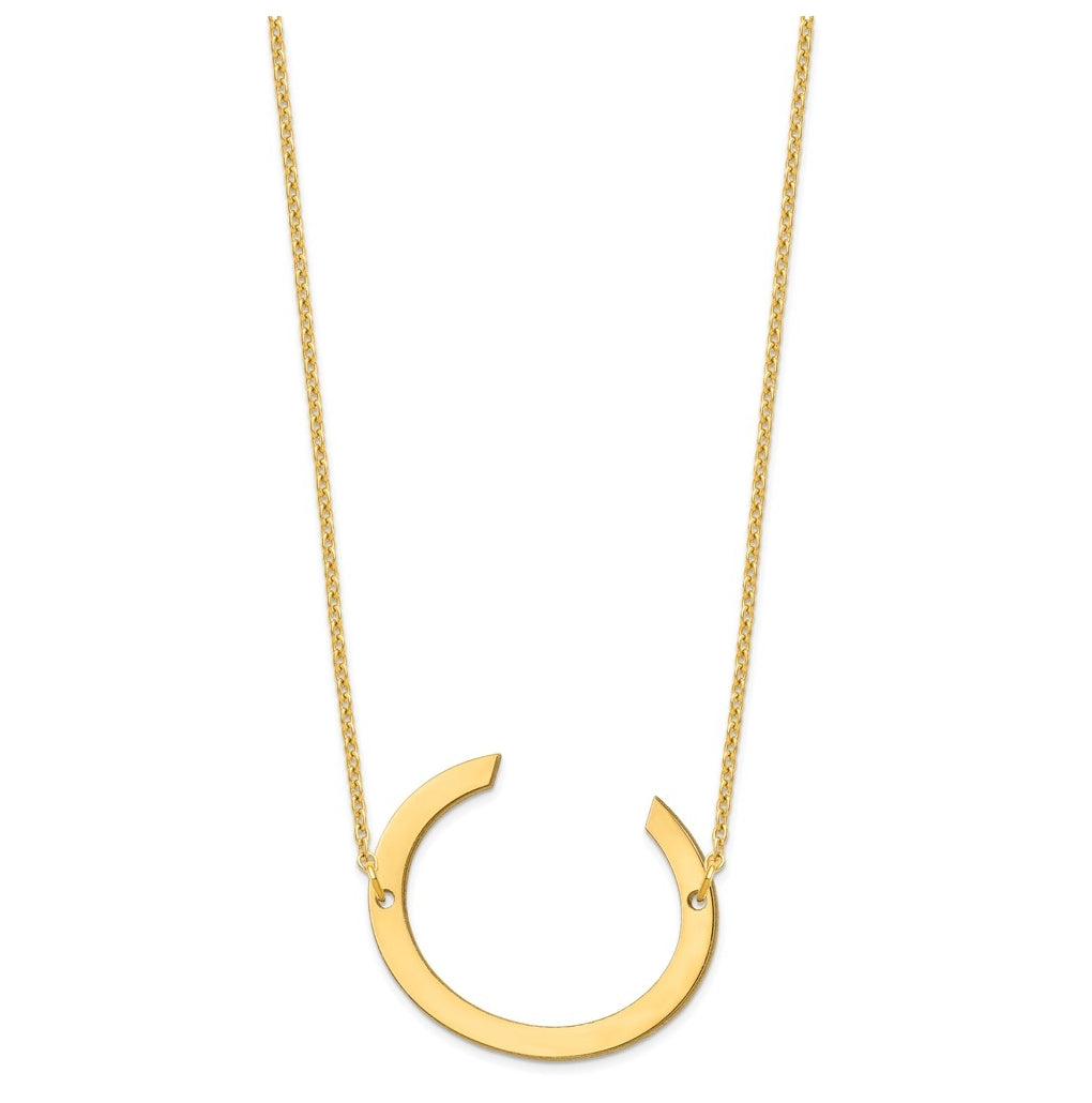 10K Yellow Or White Gold Polished Large Sideways Letter Necklace