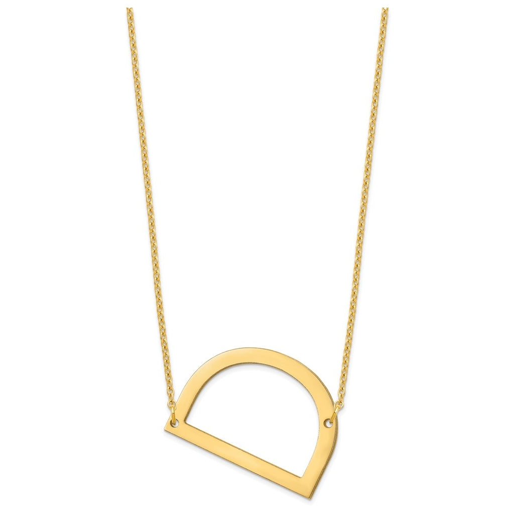 10K Yellow Or White Gold Polished Large Sideways Letter Necklace