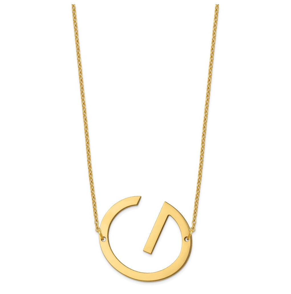 10K Yellow Or White Gold Polished Large Sideways Letter Necklace