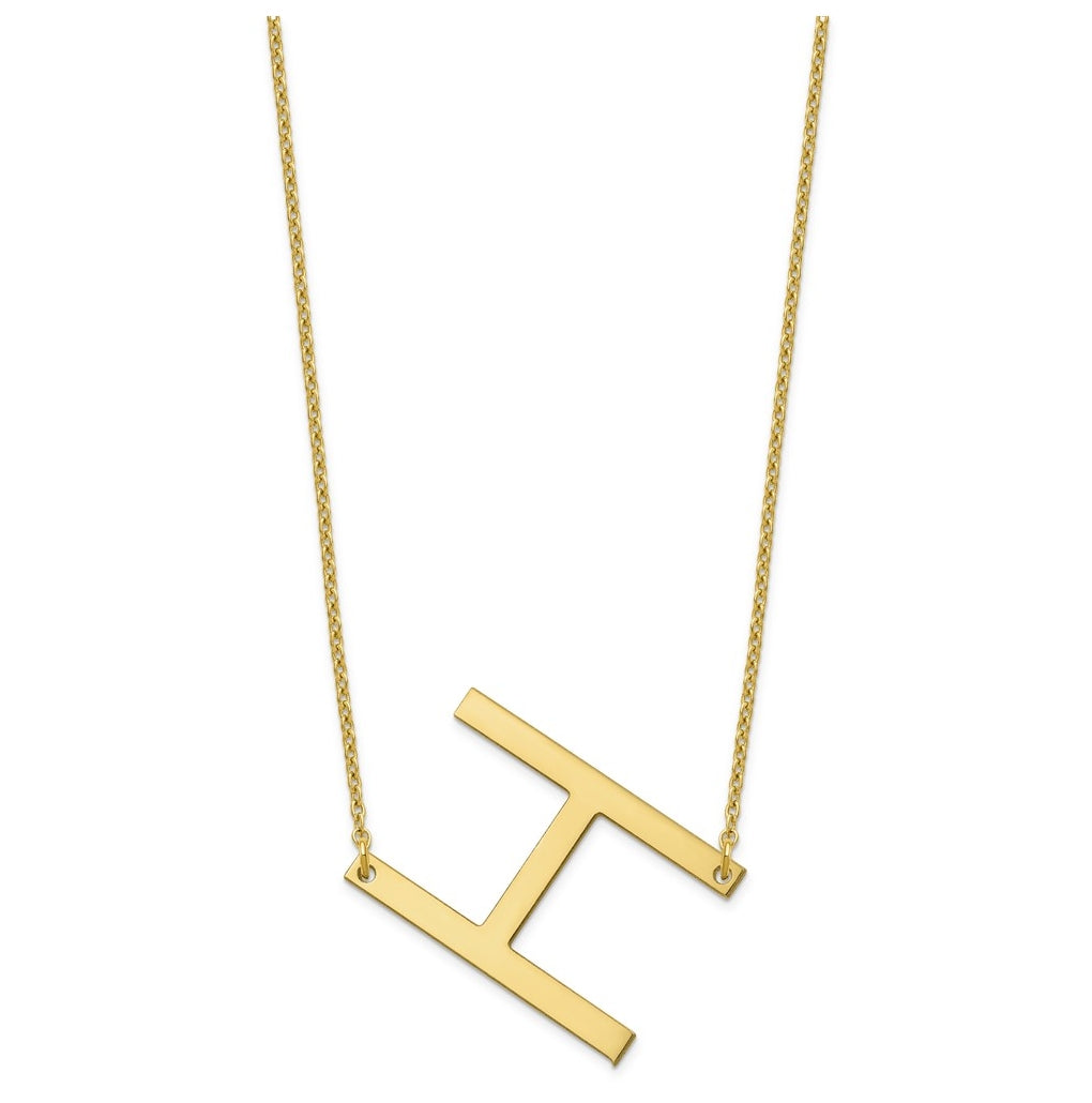 10K Yellow Or White Gold Polished Large Sideways Letter Necklace