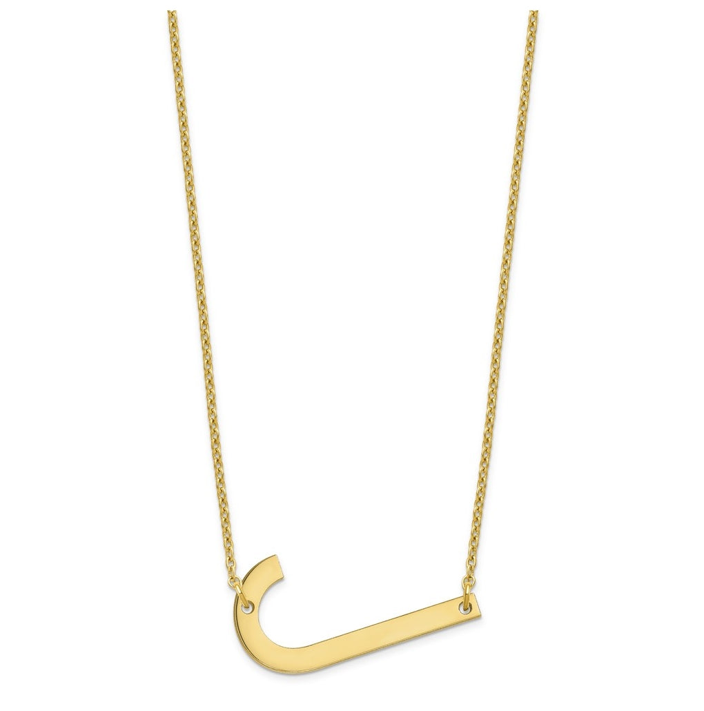 10K Yellow Or White Gold Polished Large Sideways Letter Necklace