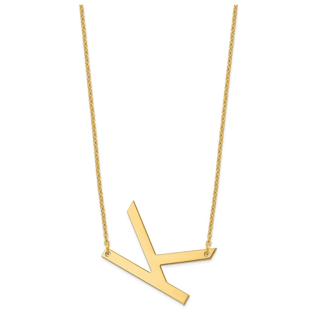 10K Yellow Or White Gold Polished Large Sideways Letter Necklace