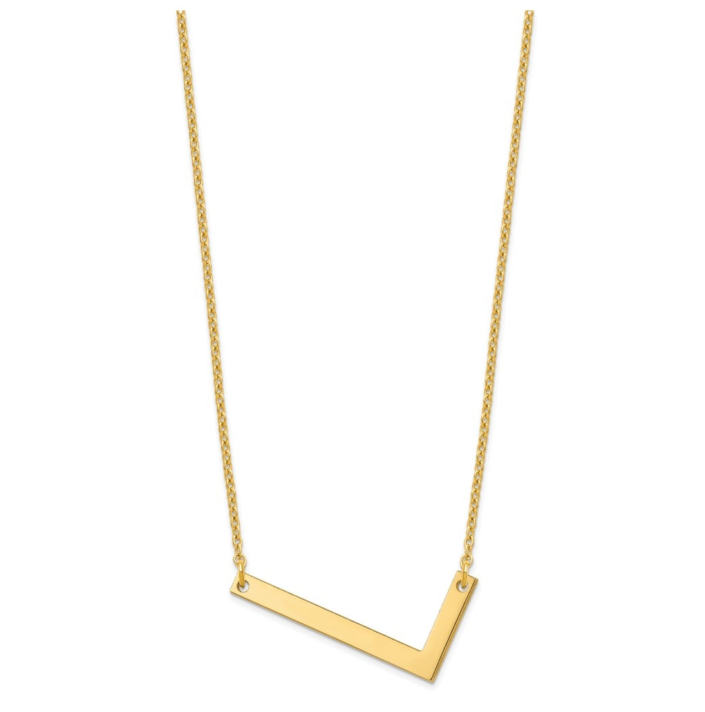 10K Yellow Or White Gold Polished Large Sideways Letter Necklace