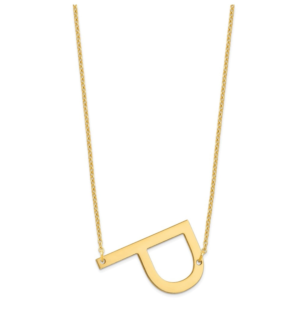10K Yellow Or White Gold Polished Large Sideways Letter Necklace