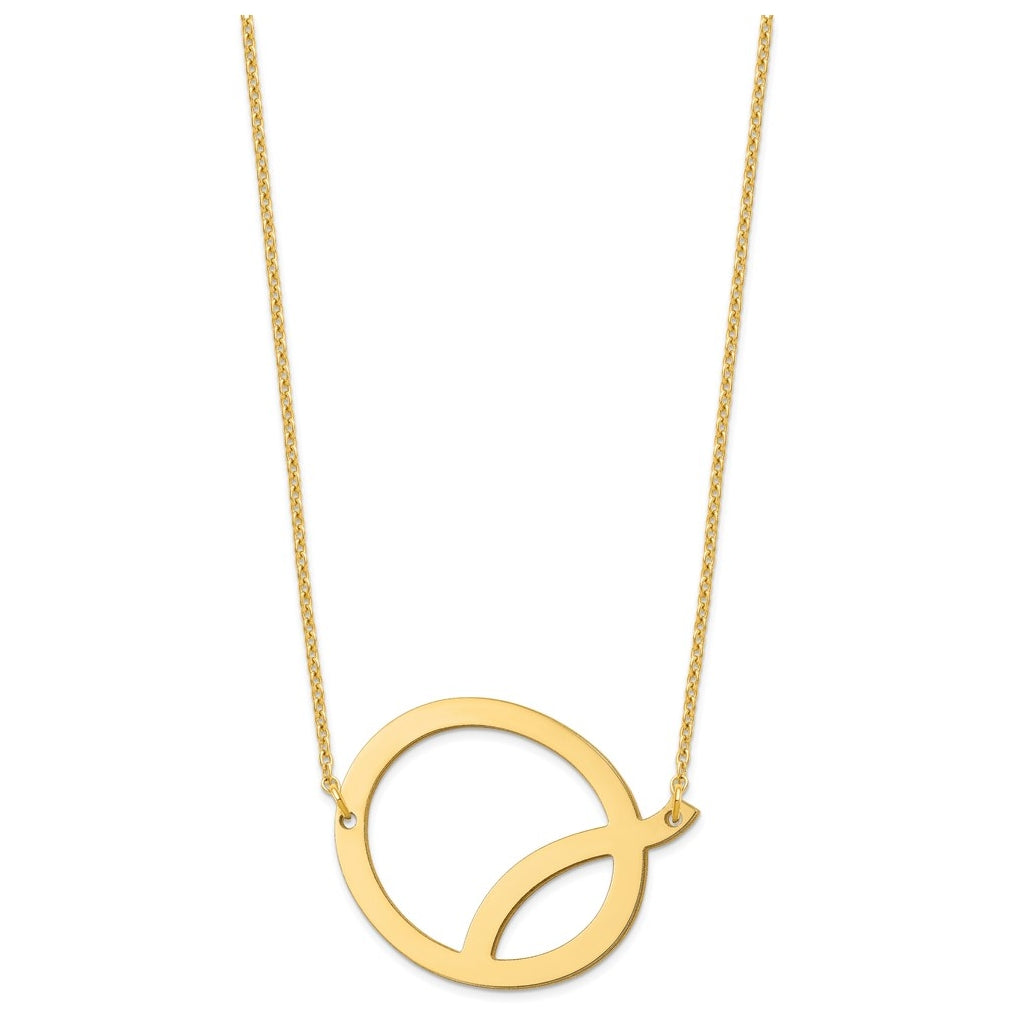 10K Yellow Or White Gold Polished Large Sideways Letter Necklace