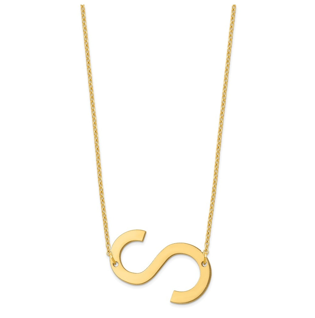 10K Yellow Or White Gold Polished Large Sideways Letter Necklace