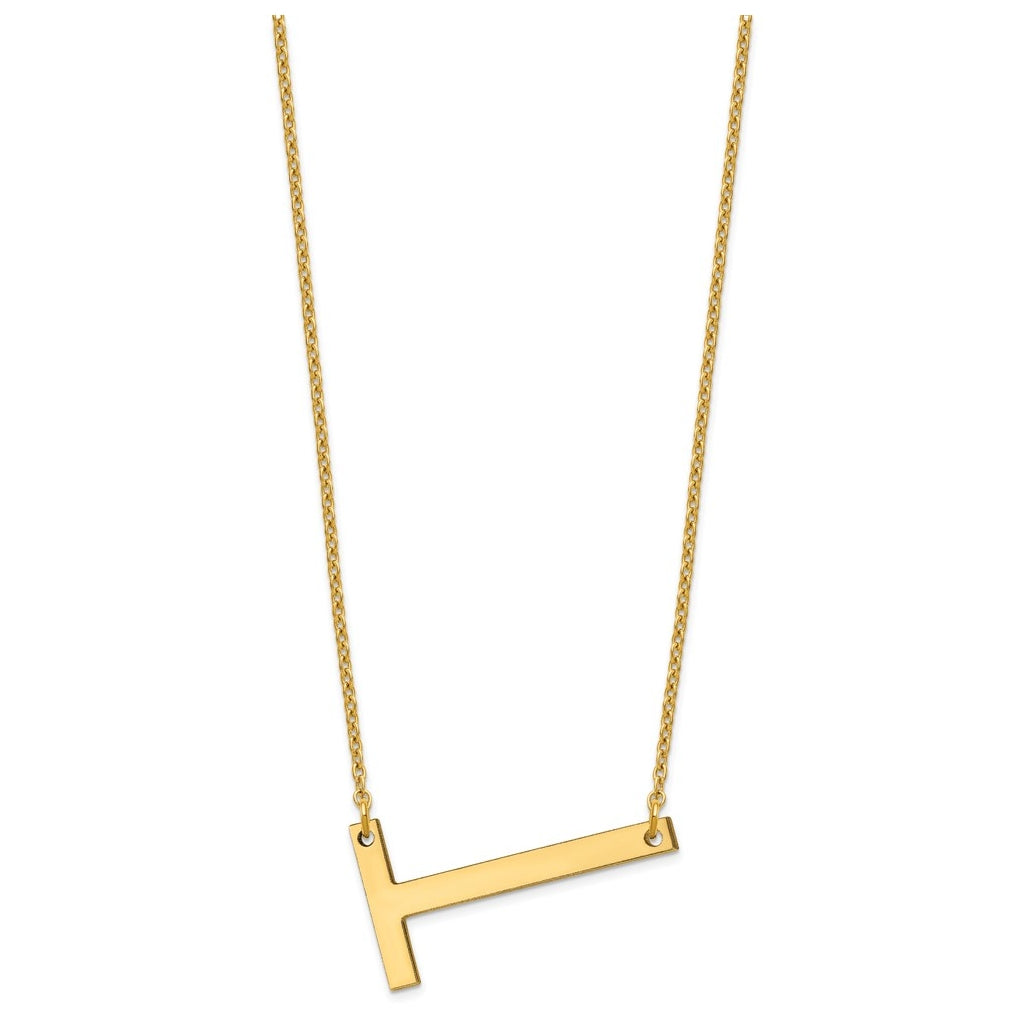 10K Yellow Or White Gold Polished Large Sideways Letter Necklace