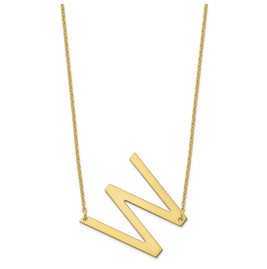 10K Yellow Or White Gold Polished Large Sideways Letter Necklace