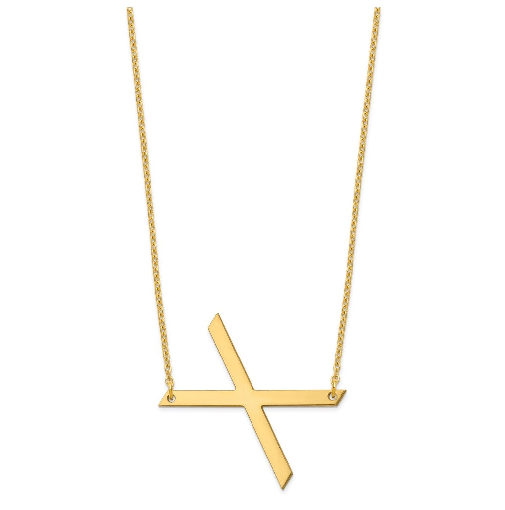 10K Yellow Or White Gold Polished Large Sideways Letter Necklace