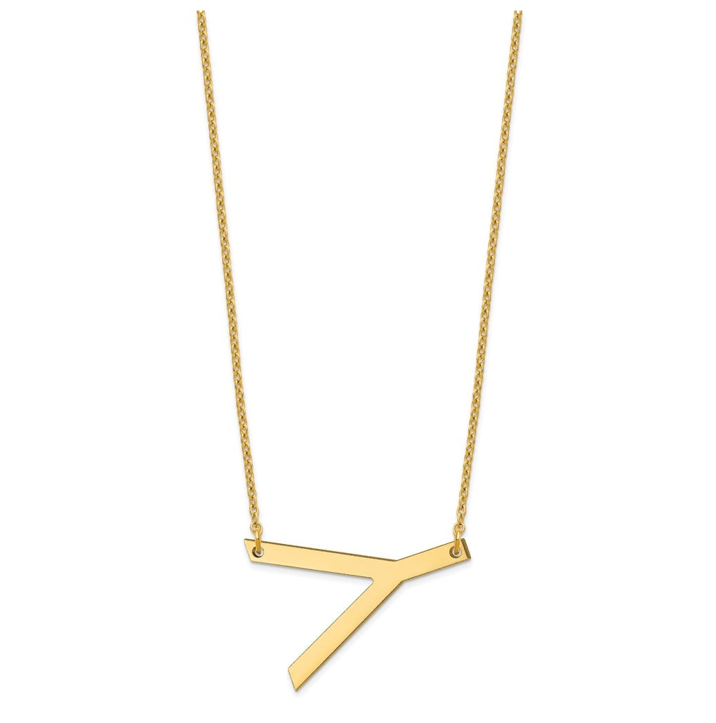 10K Yellow Or White Gold Polished Large Sideways Letter Necklace