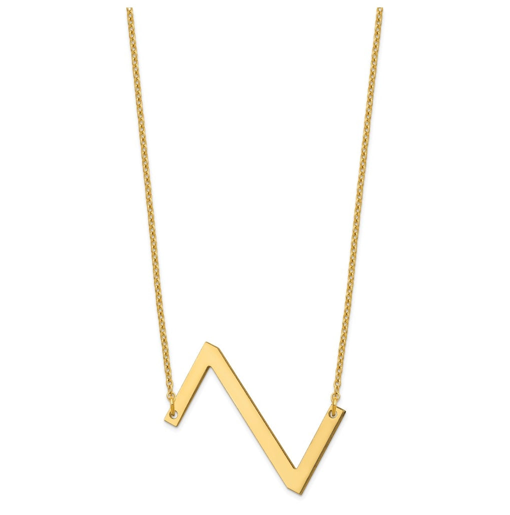 10K Yellow Or White Gold Polished Large Sideways Letter Necklace