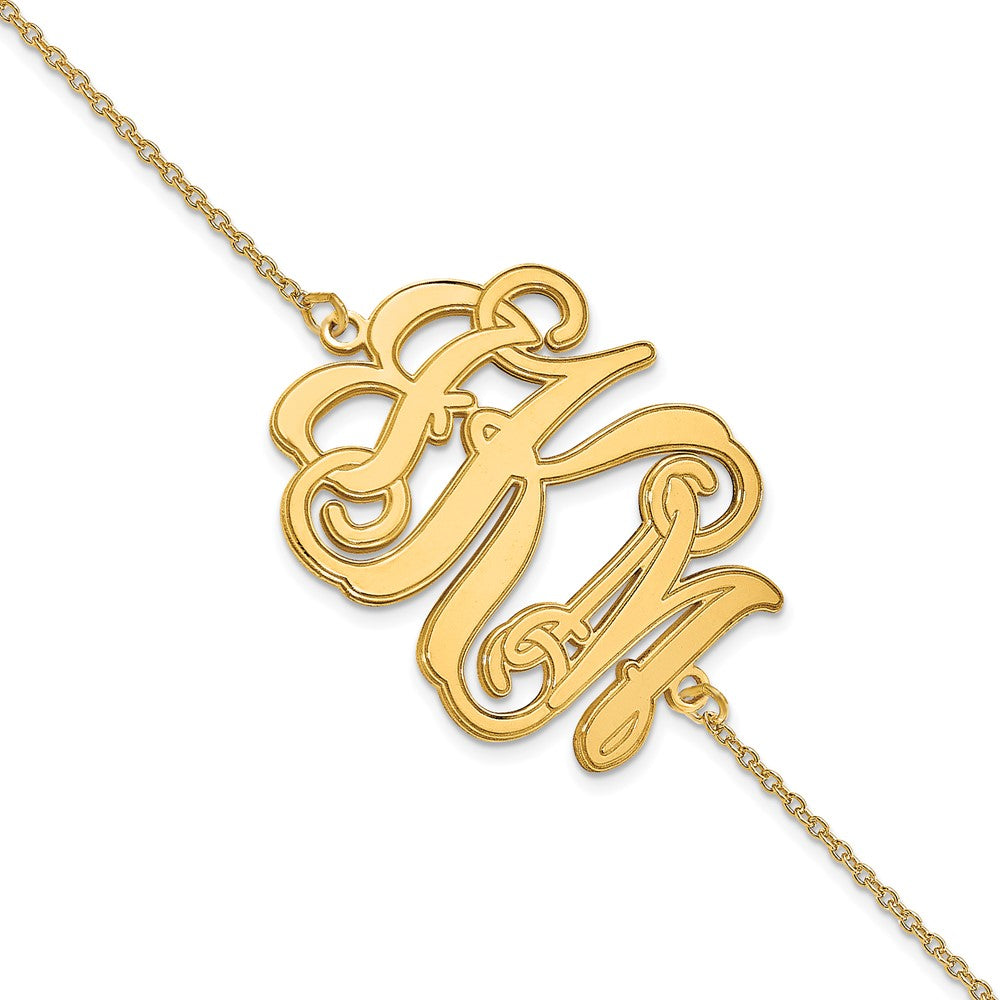 10K Yellow Gold Etched Outline Monogram Bracelet
