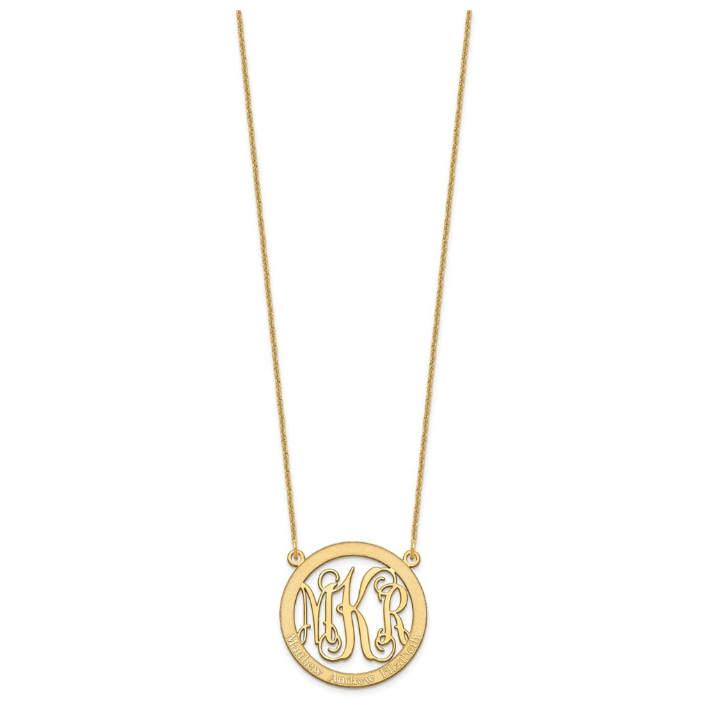 10k Yellow Or White Gold Small Family Monogram Necklace – Elegant Jewelry Gift for Birthday, Anniversary, Engagement, Wedding