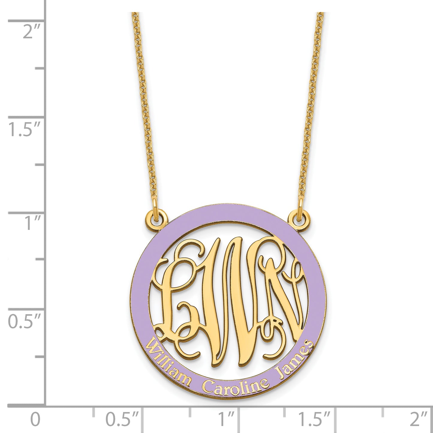 10K Yellow Gold Small Enameled Family Monogram Necklace