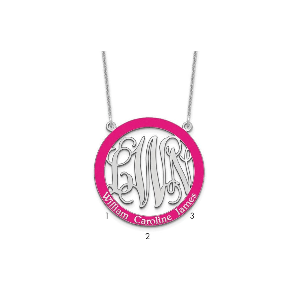 10k Yellow Or White Gold Large  Family Monogram w/Epoxy Necklace – Elegant Jewelry Gift for Birthday, Anniversary, Engagement, Wedding