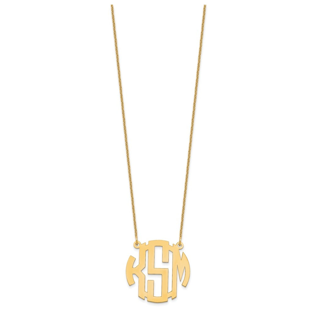 10k Yellow Or White Gold Small Round Monogram Necklace – Elegant Jewelry Gift for Birthday, Anniversary, Engagement, Wedding
