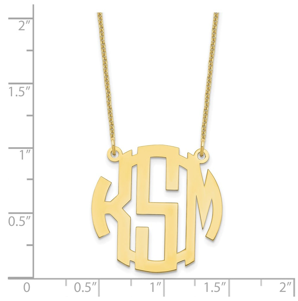 10k Yellow Or White Gold Small Round Monogram Necklace – Elegant Jewelry Gift for Birthday, Anniversary, Engagement, Wedding