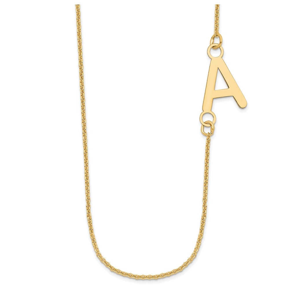 10K Yellow Gold Small Offset Initial Necklace