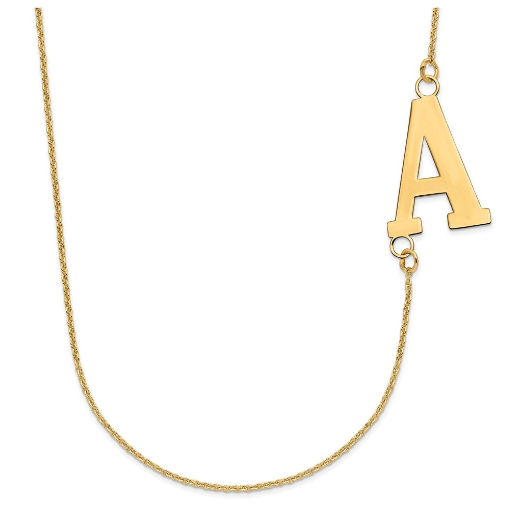 10K Yellow Gold Large Offset Initial Necklace