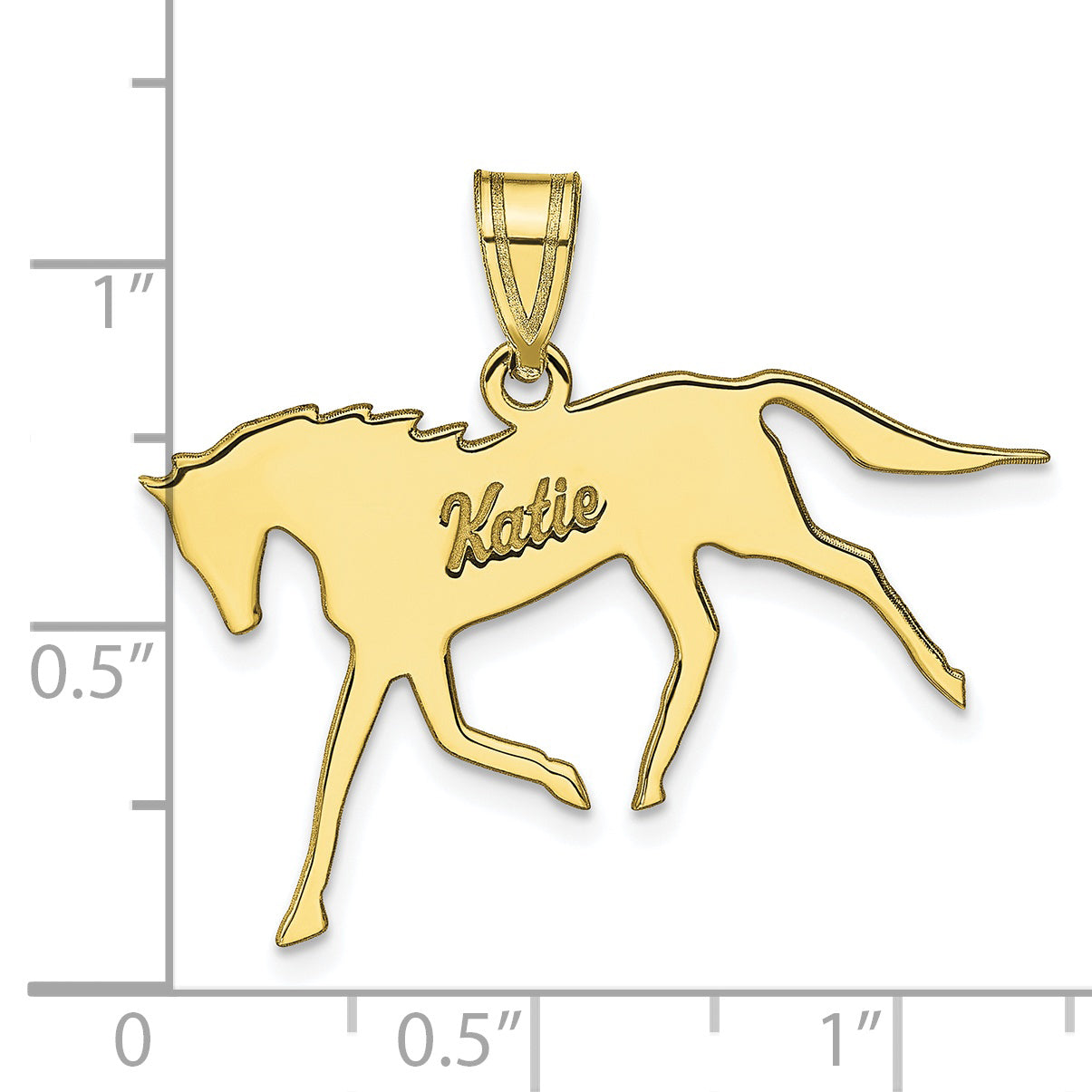 10K Yellow Gold Personalized Horse Pendant
