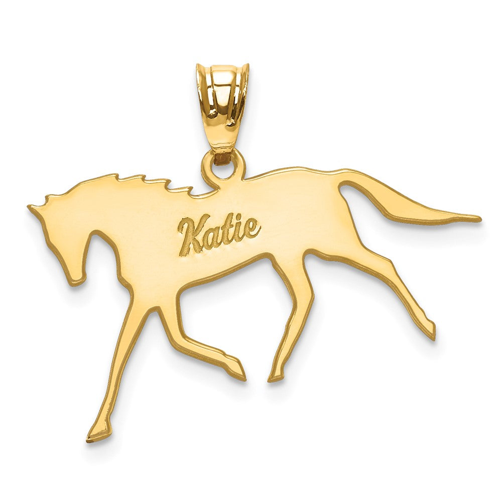 10K Yellow Gold Personalized Horse Pendant