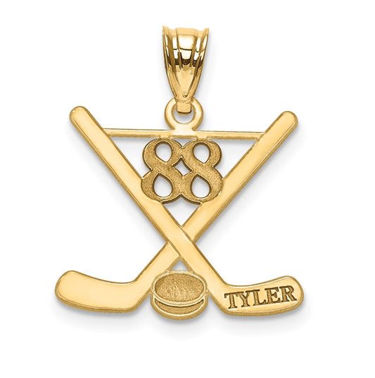 10k Yellow Gold Personalized Hockey Pendant