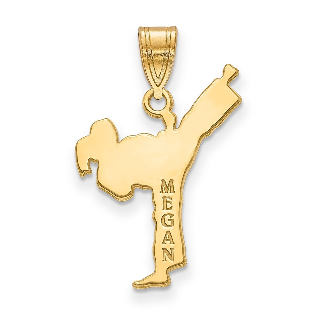 10K Yellow Or White Gold Personalized Girl Karate Pendant