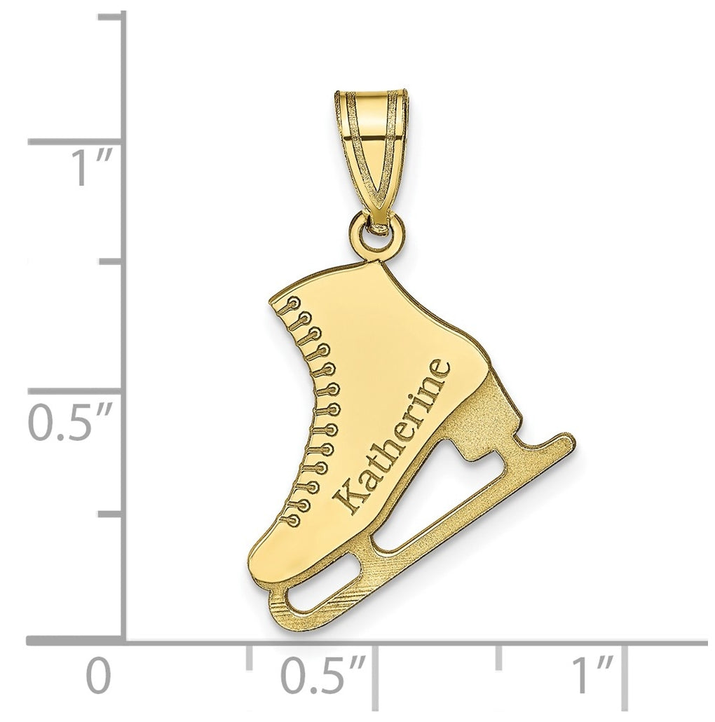 10K Yellow Or White Gold Personalized Ice Skate Pendant