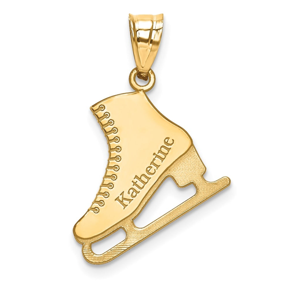 10K Yellow Or White Gold Personalized Ice Skate Pendant