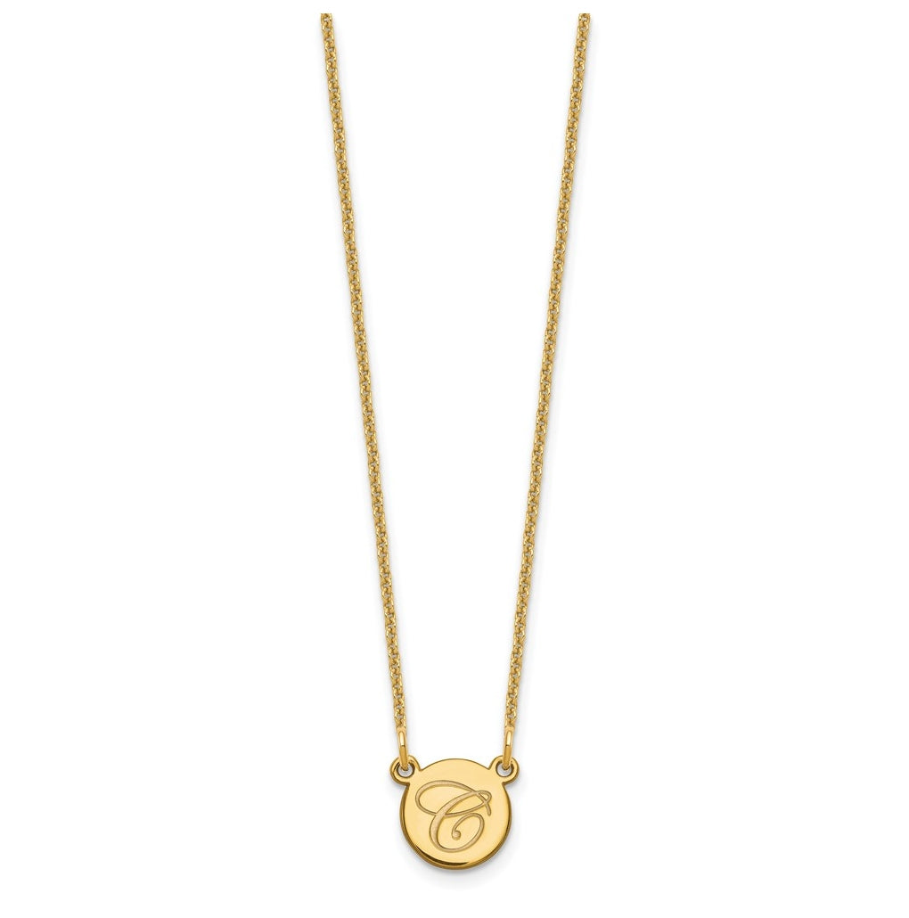 10k Yellow Or White Gold Small Circle with Script Initial Necklace – Elegant Jewelry Gift for Birthday, Anniversary, Engagement, Wedding