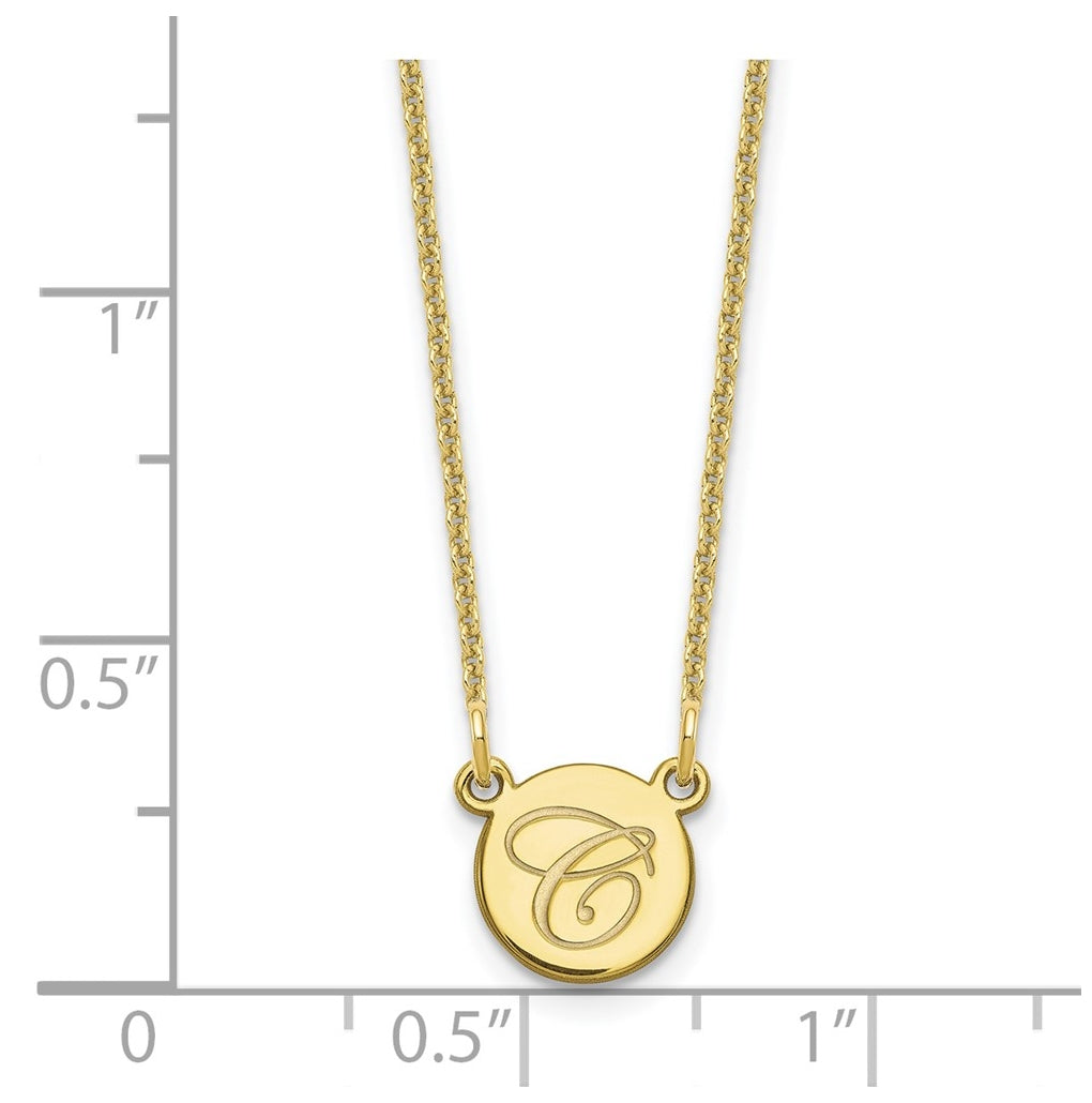 10k Yellow Or White Gold Small Circle with Script Initial Necklace – Elegant Jewelry Gift for Birthday, Anniversary, Engagement, Wedding