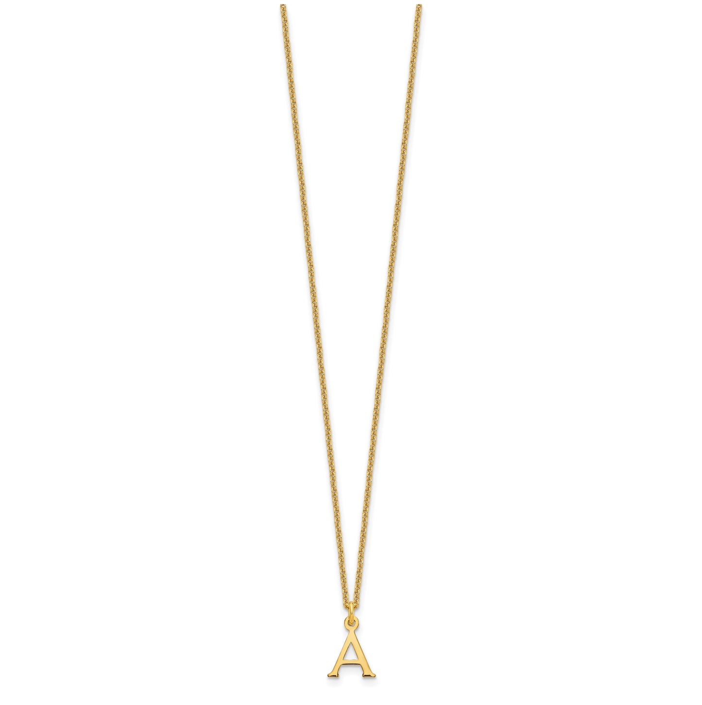 10K Yellow Gold Cutout Letter A Initial Necklace