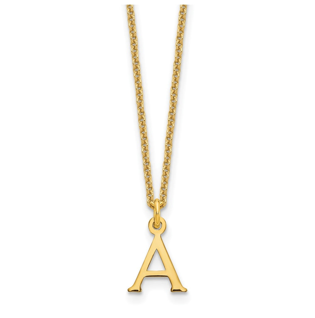 10K Yellow Gold Cutout Letter A Initial Necklace
