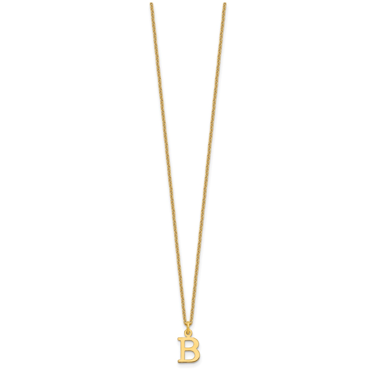 10K Yellow Gold Cutout Letter B Initial Necklace