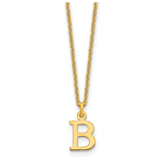 10K Yellow Gold Cutout Letter B Initial Necklace