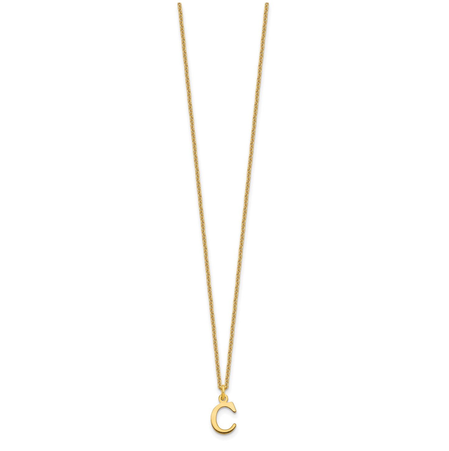 10K Yellow Gold Cutout Letter C Initial Necklace