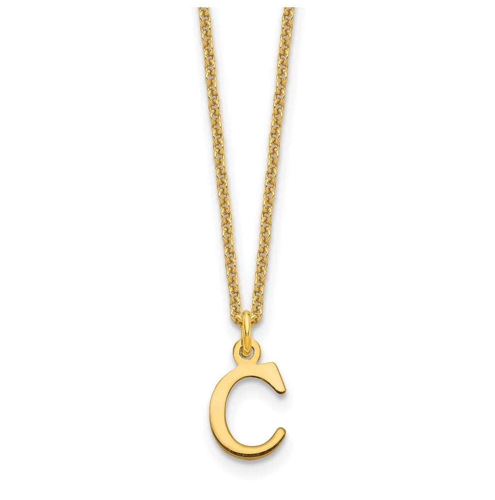 10K Yellow Gold Cutout Letter C Initial Necklace