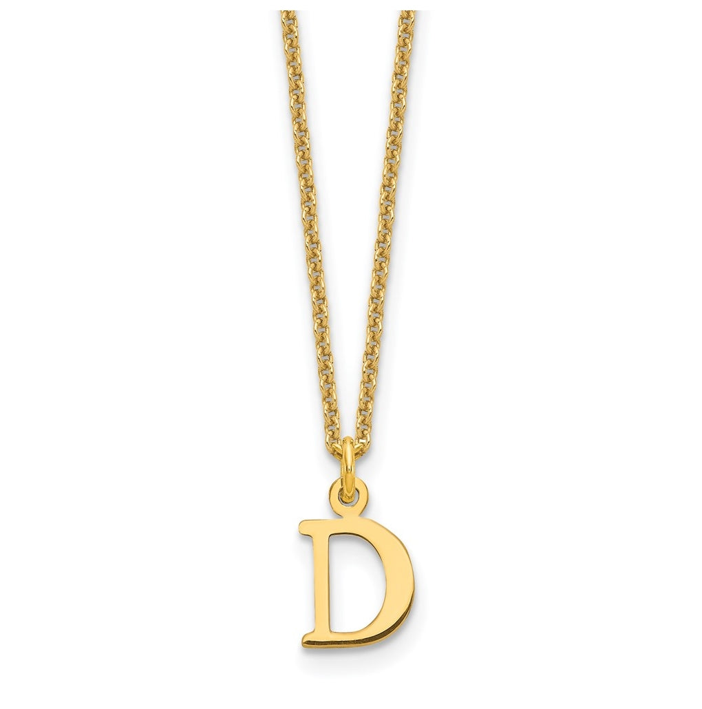 10K Yellow Gold Cutout Letter D Initial Necklace