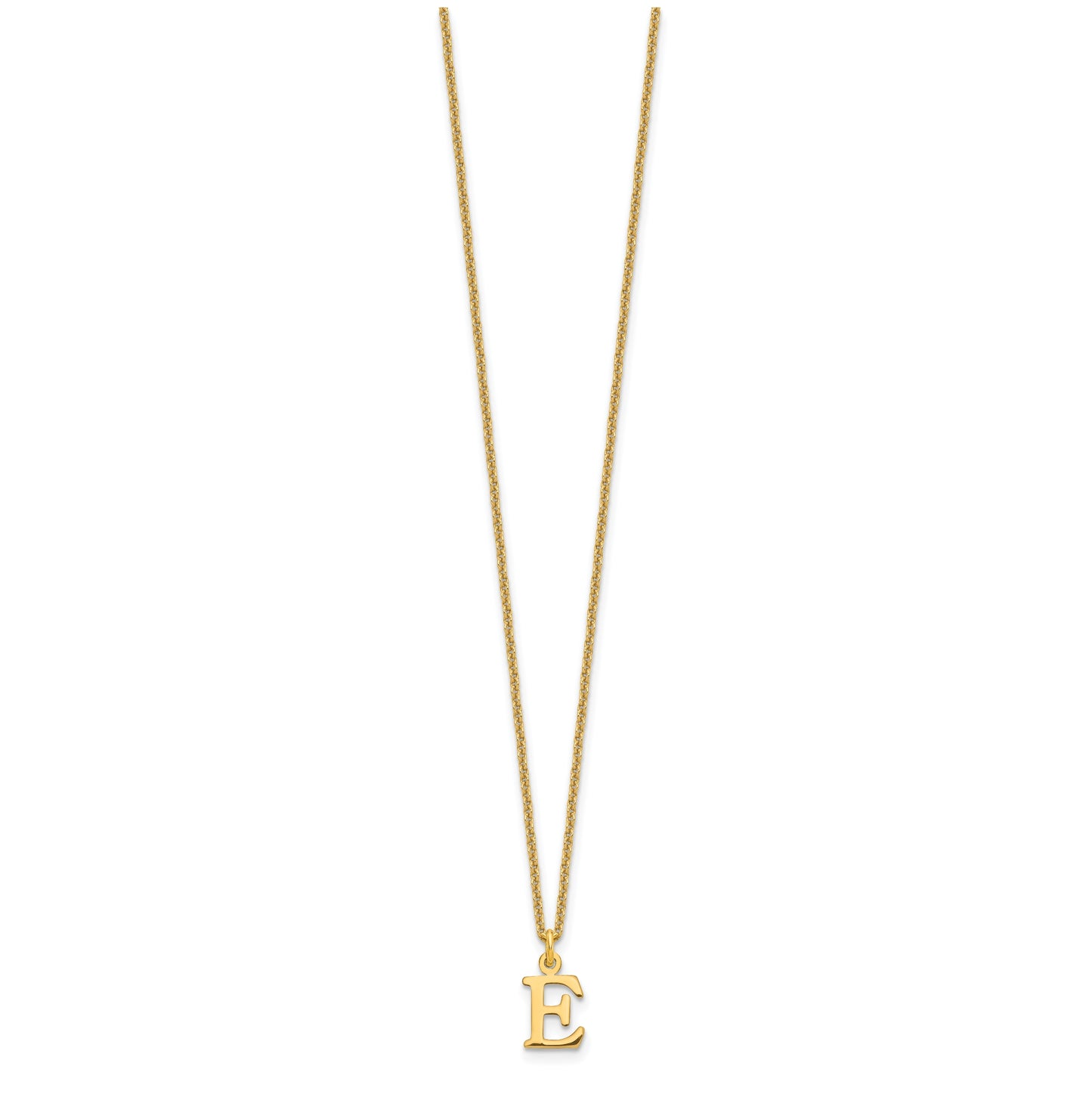 10K Yellow Gold Cutout Letter E Initial Necklace