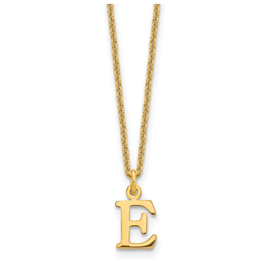 10K Yellow Gold Cutout Letter E Initial Necklace