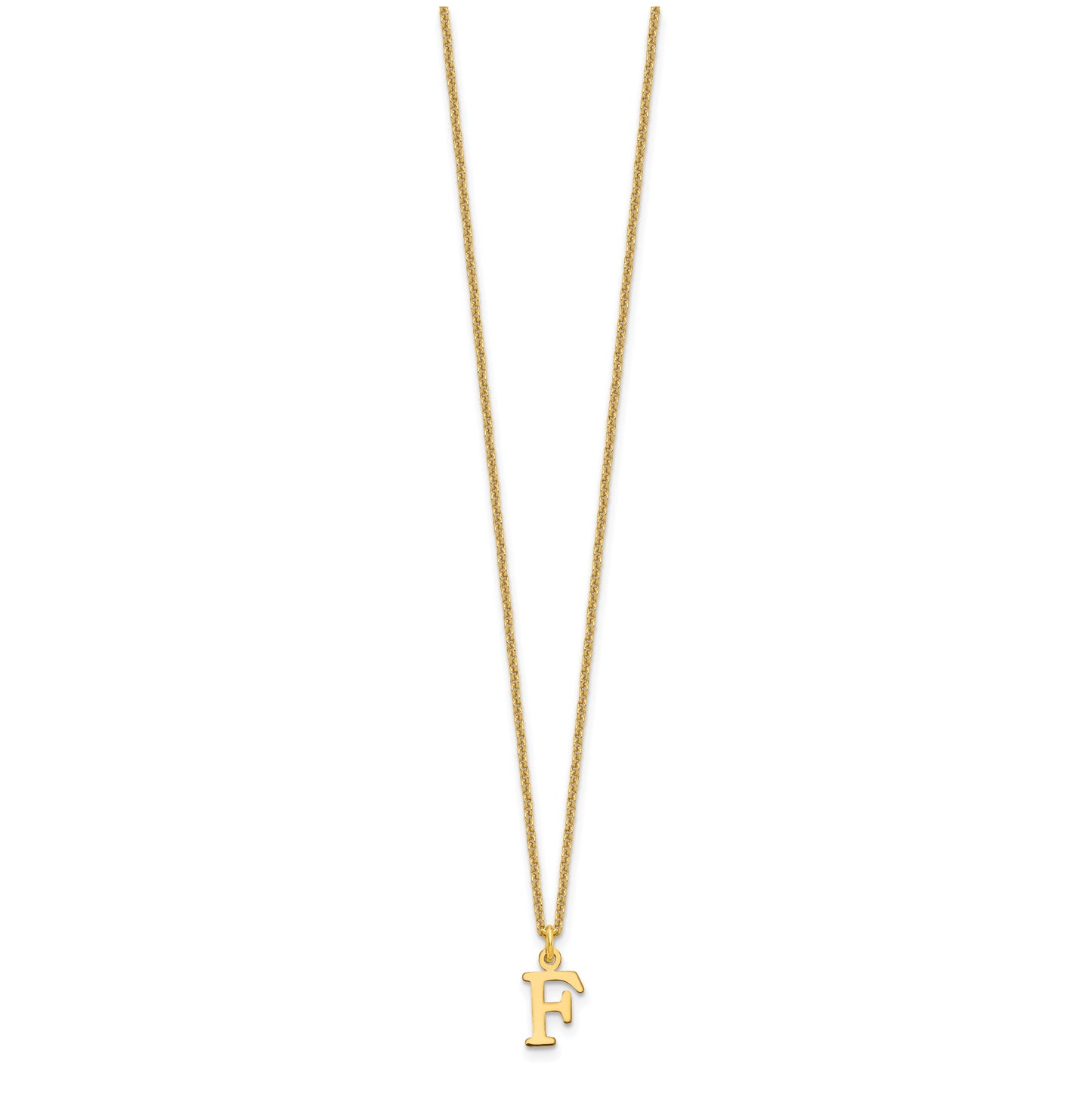 10K Yellow Gold Cutout Letter F Initial Necklace