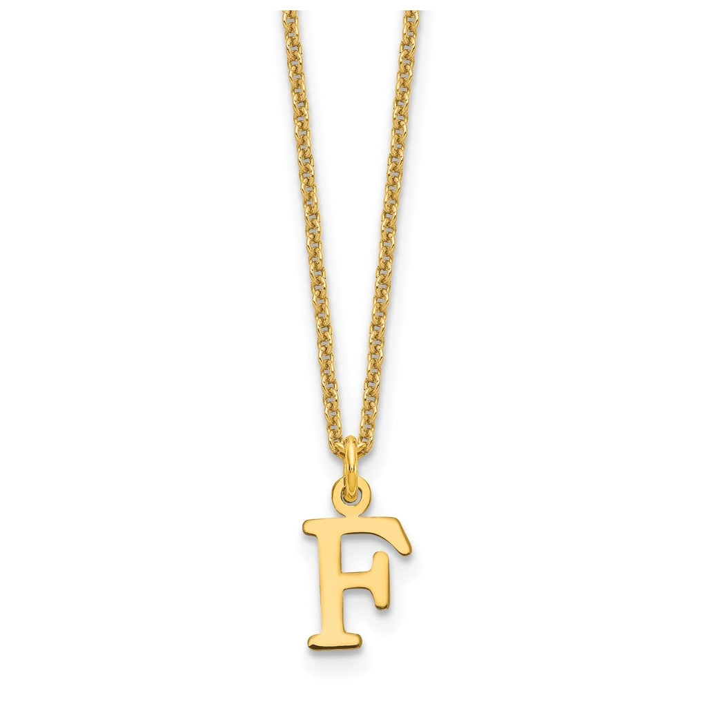 10K Yellow Gold Cutout Letter F Initial Necklace