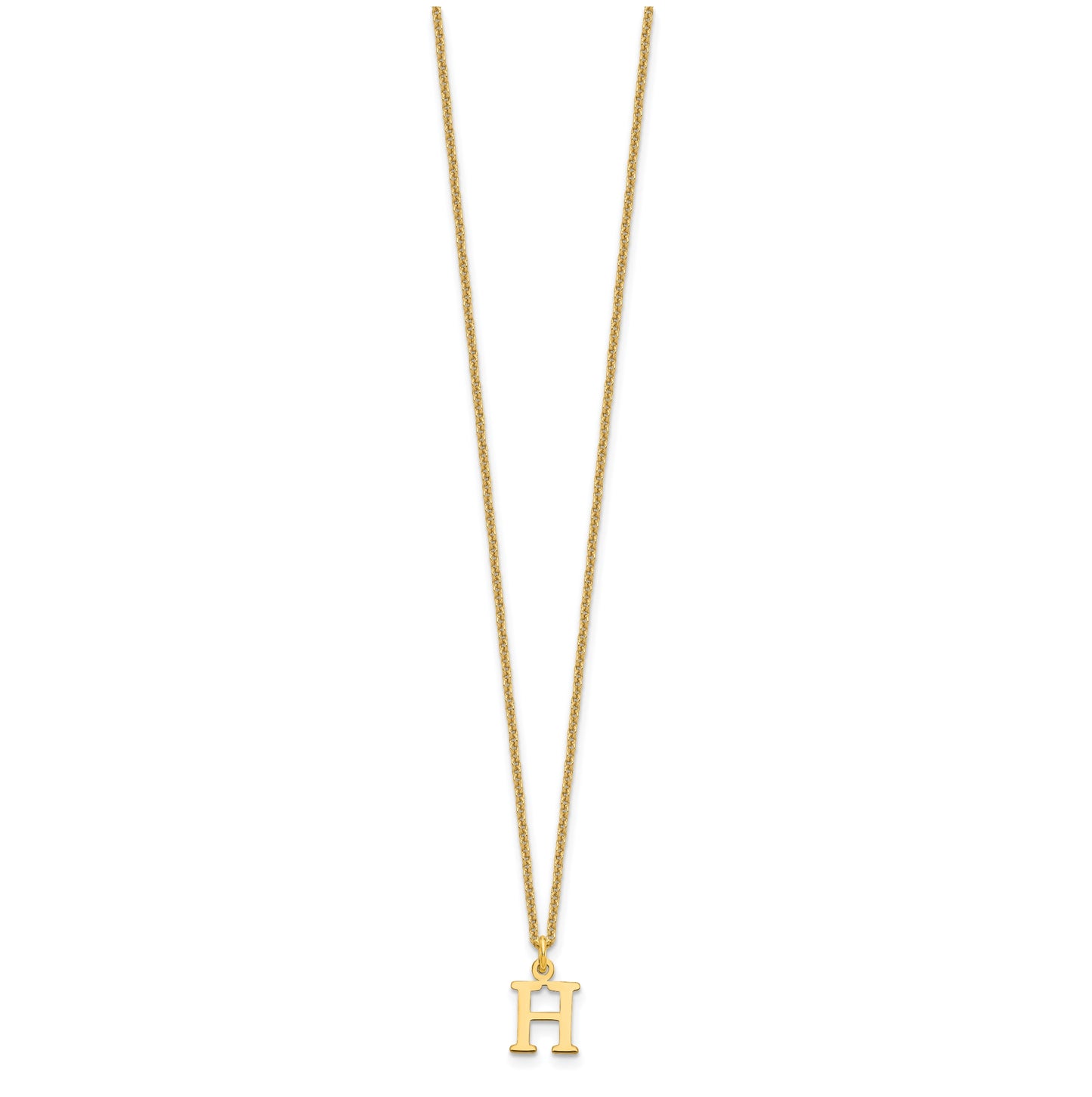10K Yellow Gold Cutout Letter H Initial Necklace
