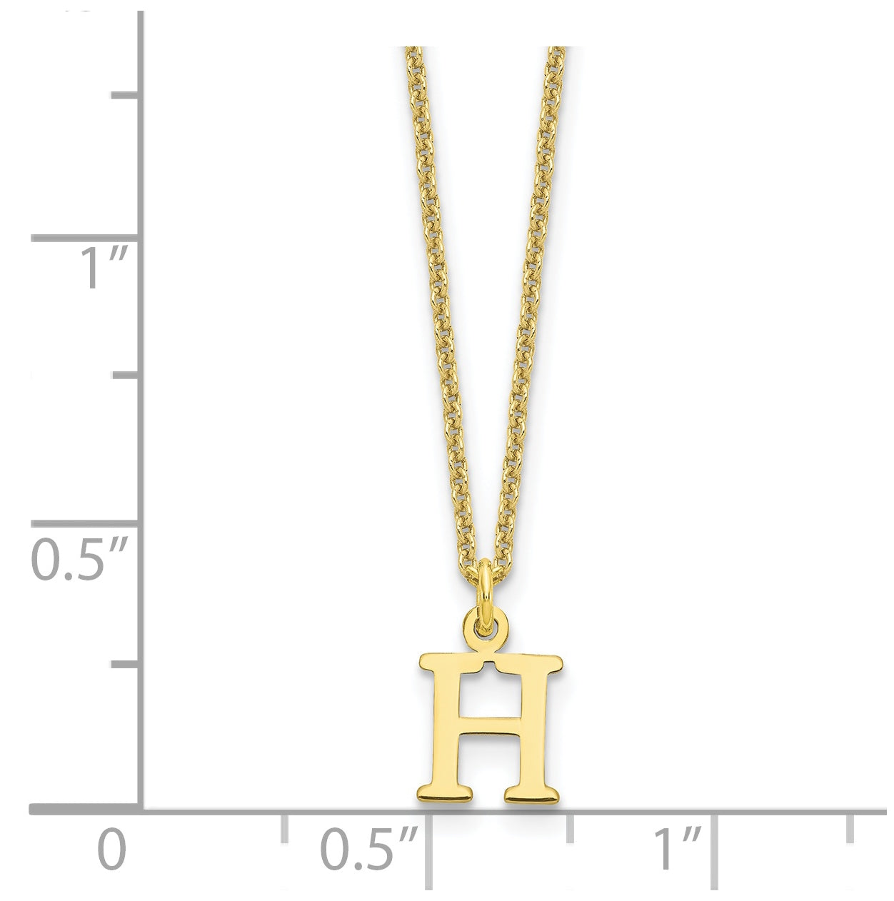 10K Yellow Gold Cutout Letter H Initial Necklace