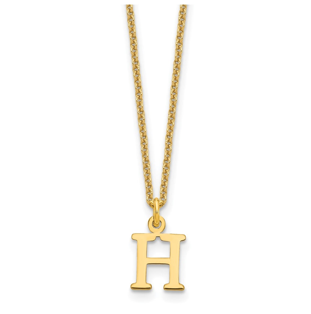 10K Yellow Gold Cutout Letter H Initial Necklace